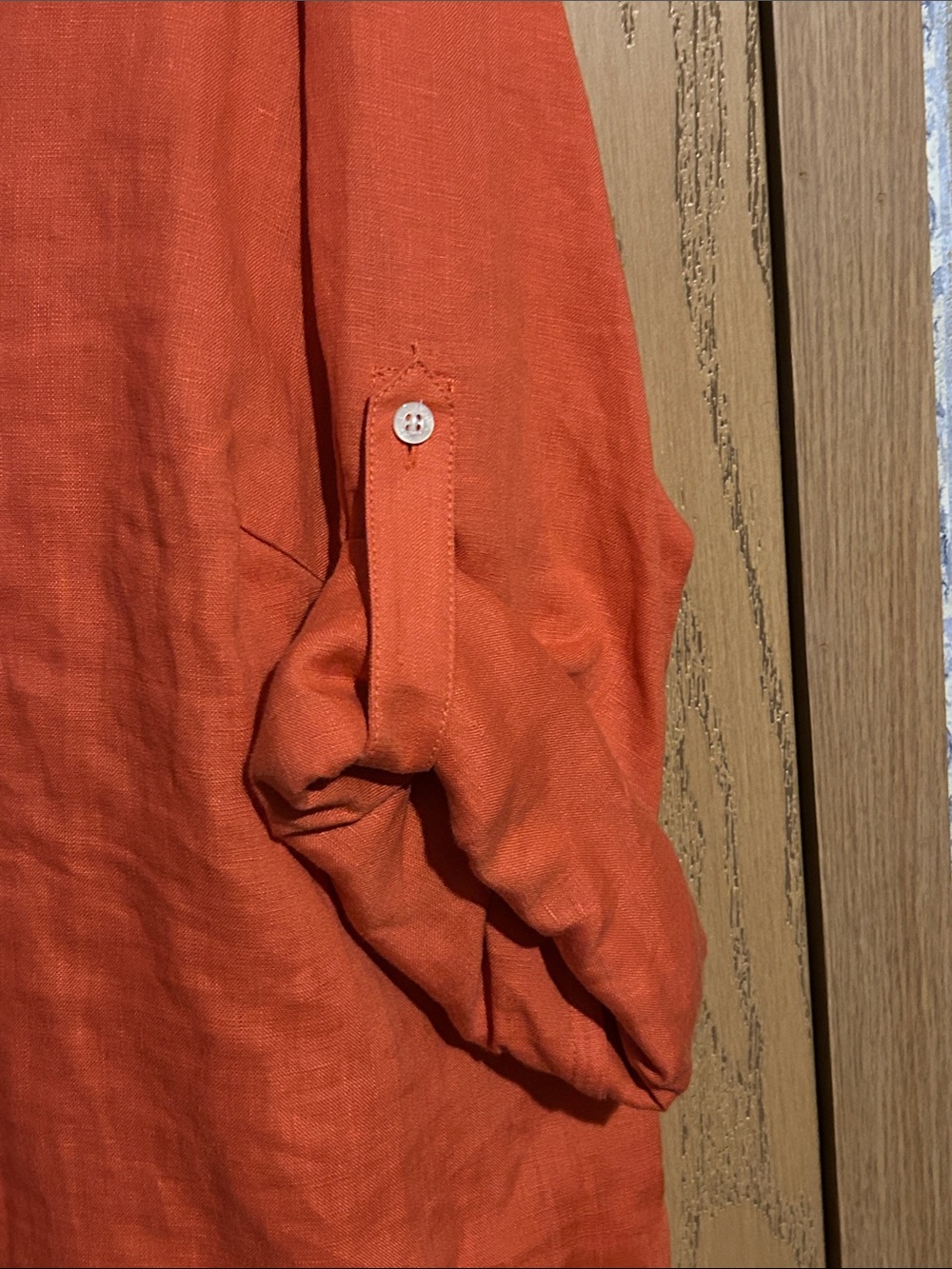 Lauren Ralph Lauren Orange Linen Split-Neck Tunic - Picture 5 of 8